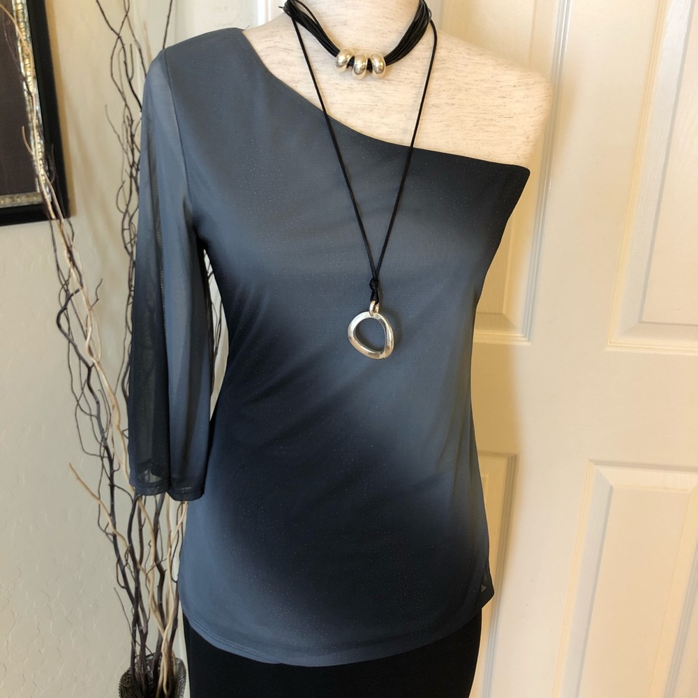 Grey Ombré off the shoulder top Sz M